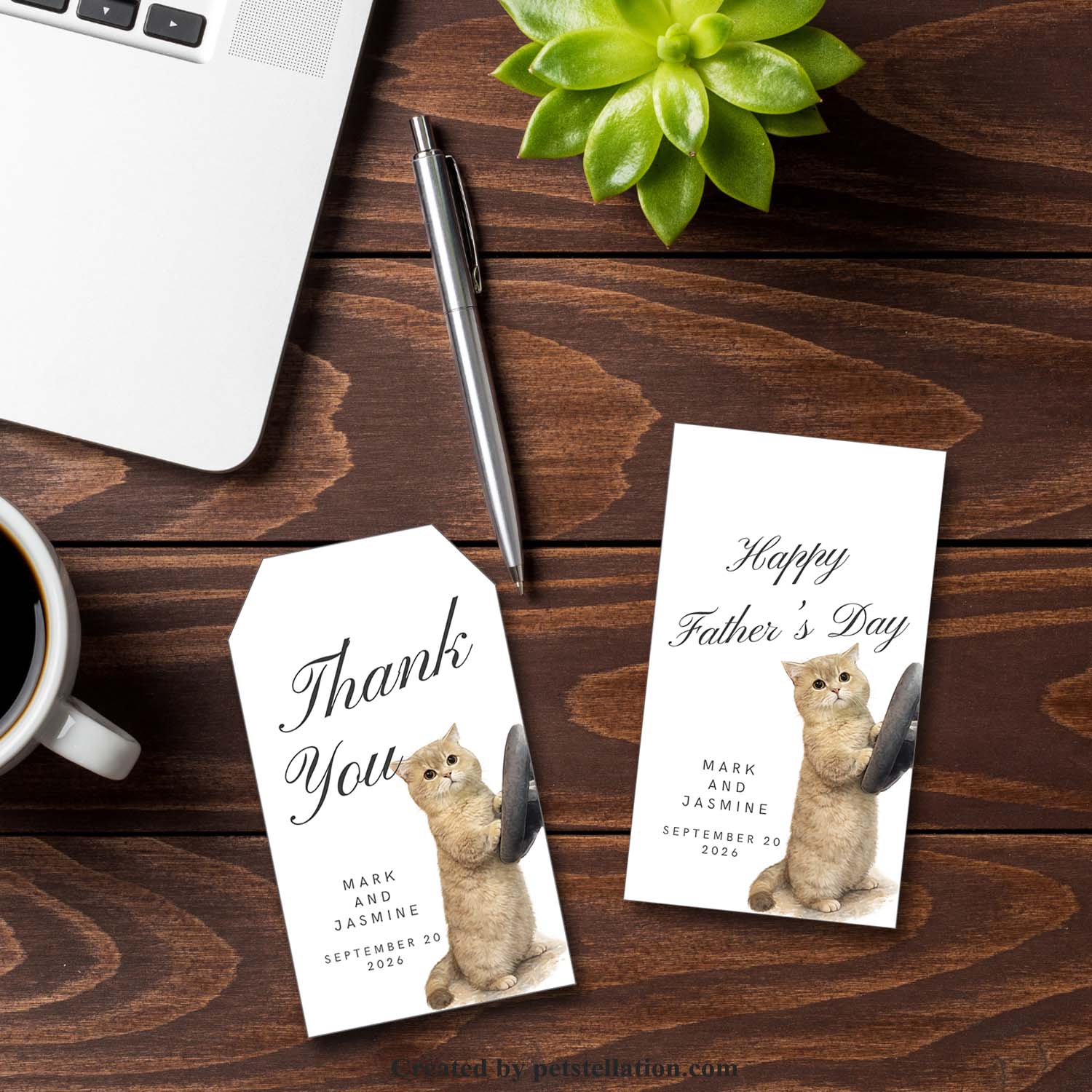 Funny Orange Cat Gift Tag Template For Cat Lover – Editable Canva Thank You Tag, Cat Dad Gift Label Wrapping Tag, Funny Cat Graduation Party Tag, Cute Cat Watercolor Bookmark Printable
