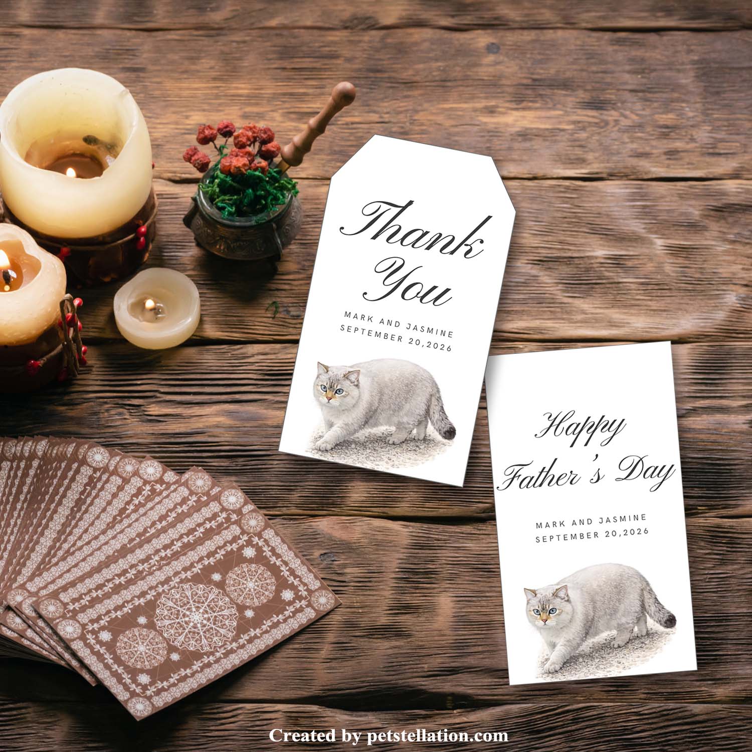Funny Serious Cat Gift Tag Template | Watercolor Blue Eyed Fat Cat Printable Thank You Tag | Editable Canva Label for Cat Dad Cat Mom Gifts, Graduation & Bookmarks