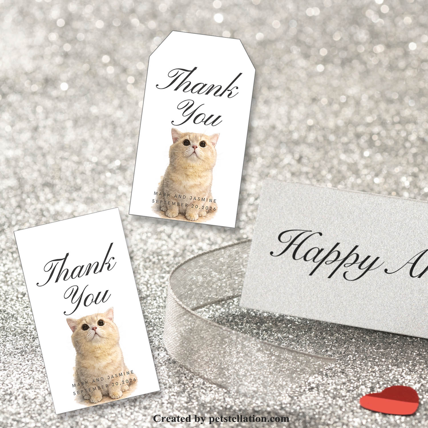 Big-Eyed Watercolor Cat Gift Tag Canva Template | Funny Cat Dad Thank You Tag | Editable Curious Cream Cat Party Label | Wide-Eyed British Shorthair Cat Printable Bookmark Reading Accessory | DIY Packaging Tag