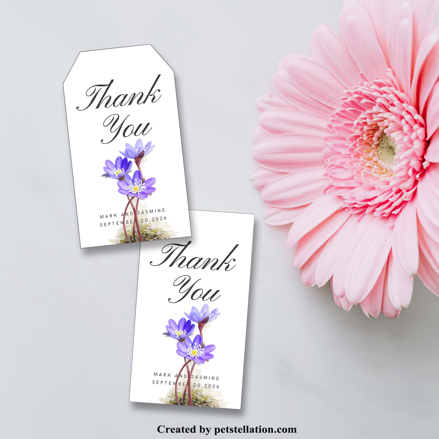 Soft Purple Botanical Tag & Bookmark Template | Delicate Hepatica Floral Tag Template– Cottagecore Aesthetic Wildflower Canva Printable for Gifts & Journaling