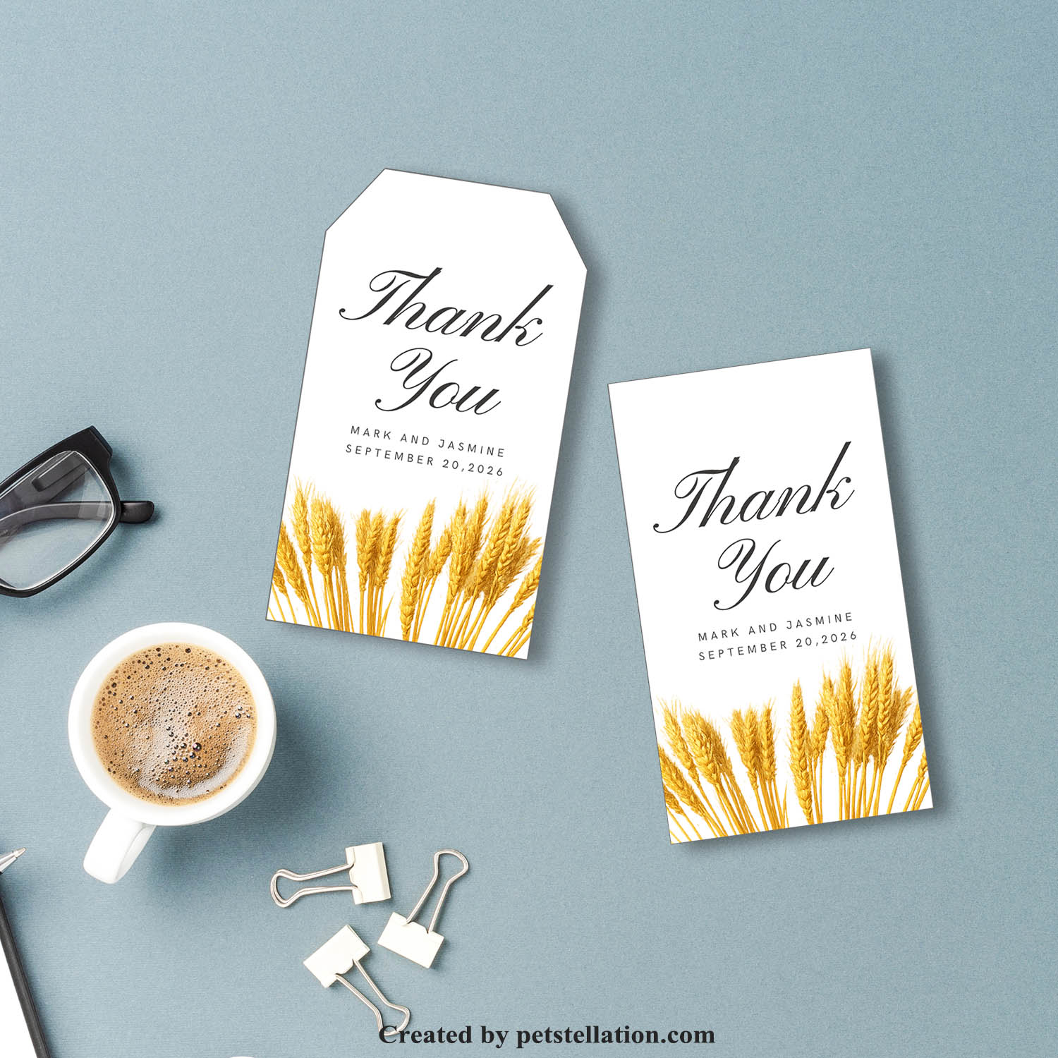 Rustic Watercolor Bakery Wheat Packaging Tag Template | Editable Graduation Gift Tags, Farmhouse Favor Tags & Botanical Bookmark Canva Template