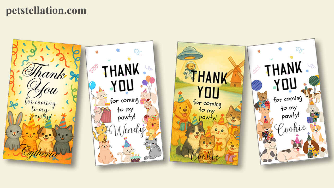 Children's Day gift packaging with cat and dog Canva gift tags