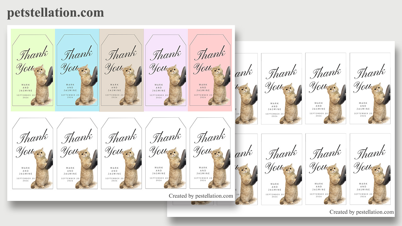 Funny orange fat cat printable Canva gift tag template