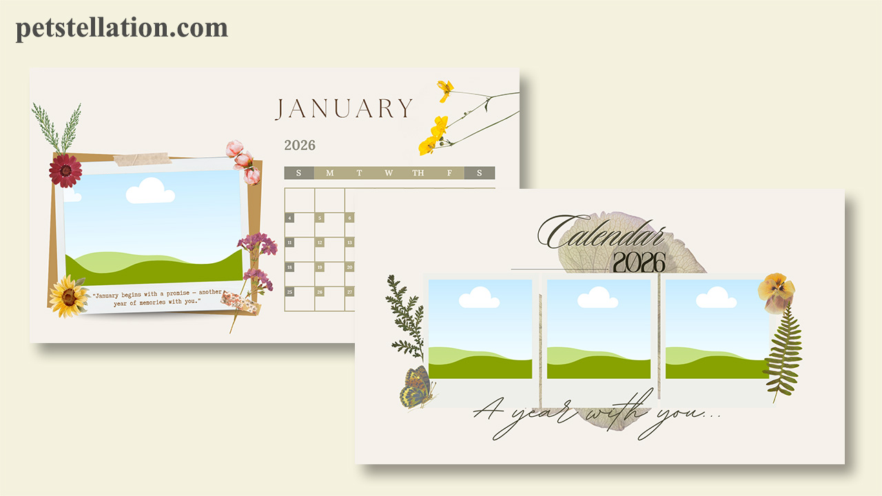 botanical pet photo calendar elegant design