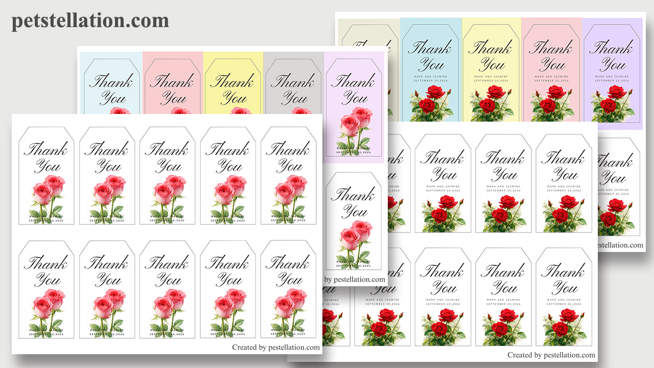 Pink rose graduation gift tag Canva template