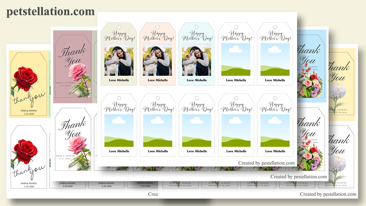 rose floral gift tag elegant printable design