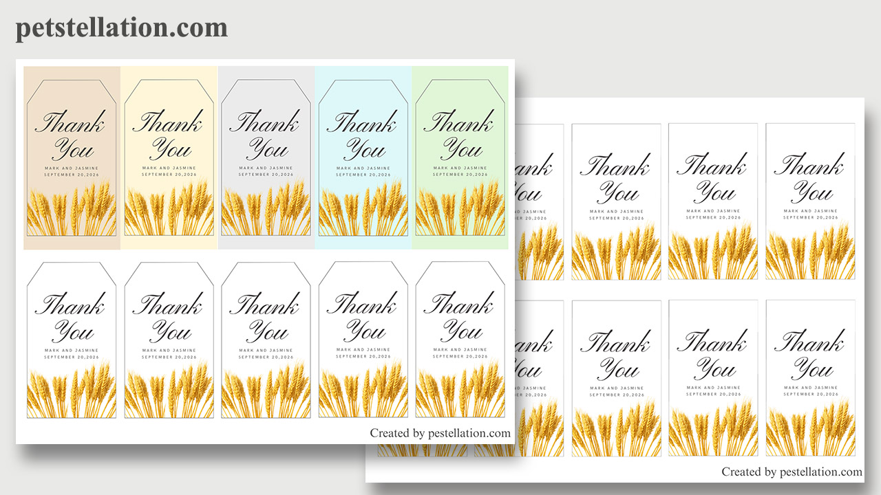Watercolor wheat graduation gift tag Canva template